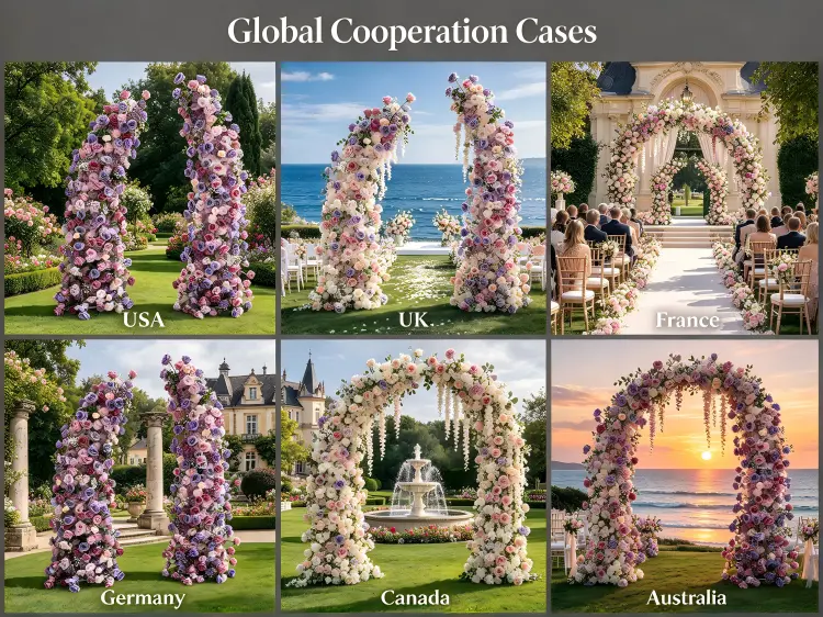 Global Purple Pink Draped Crescent Arch Projects Garden Seaside Weddings