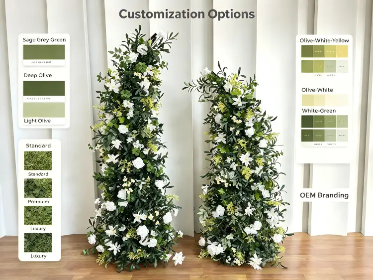 Custom Olive Branch Crescent Arch Palette Options Greenery Density Olive Green Shades