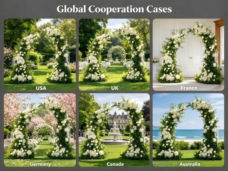 Global White Green Crescent Arch Projects Garden Weddings Outdoor Ceremonies