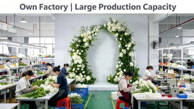 Factory Workers Fresh Green Check Pearl Chain Pull Test Hydrangea Whiteness Production Line