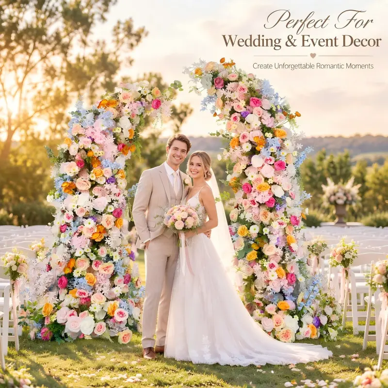 Colorful Floral Pillar Set – Garden Party Wedding Flower Pillars