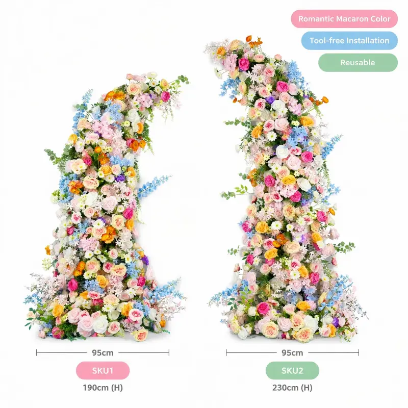 Colorful Floral Pillar Set – Garden Party Wedding Flower Pillars