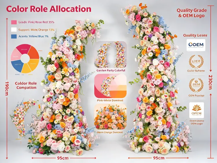 Custom Colorful Floral Pillar Set Color Roles Lead Support Accent Palettes Density Options