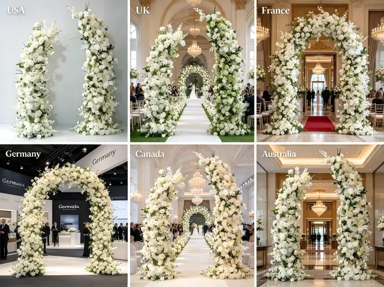 Global White Rose Floral Pillar Set Projects Minimalist Weddings Ceremonies Map