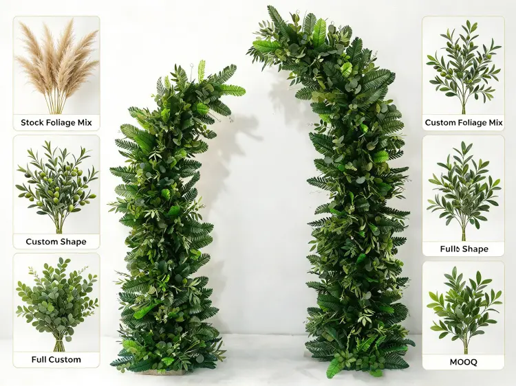 Custom Botanical Crescent Arch Foliage Mix Green Ratio Eucalyptus Olive Pampas Options