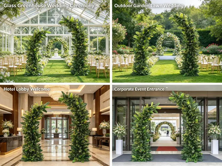 Botanical Greenery Crescent Arch Applications Wedding Corporate Event Garden Party Hotel Lobby