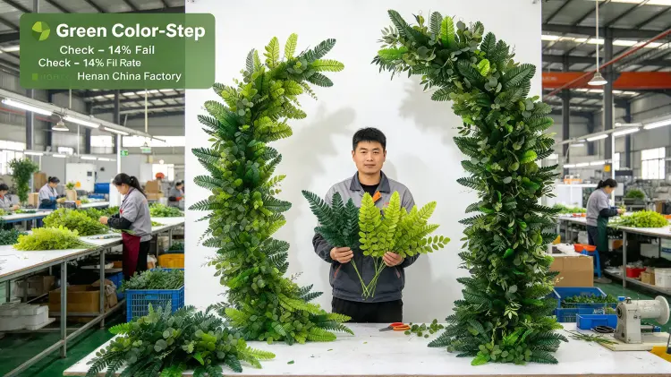 Factory Workers Botanical Crescent Arch Green Color-step Check Leaf Direction Wind Lane Weight Test