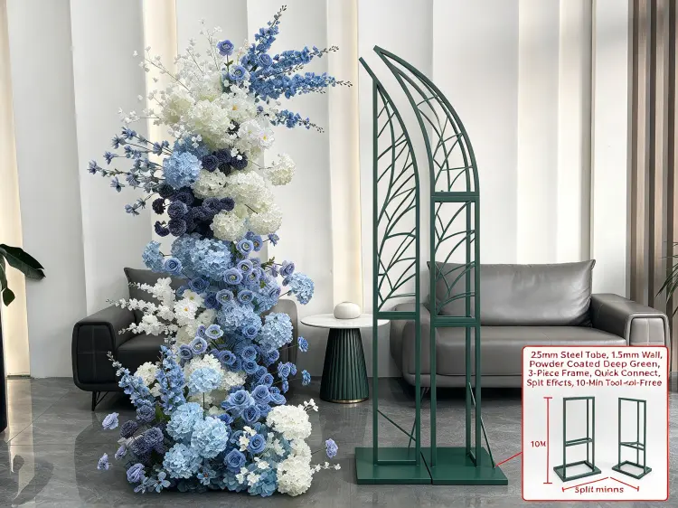 Crescent Arch Deep Green Metal Frame Curved Structure Quick Connect Assembly