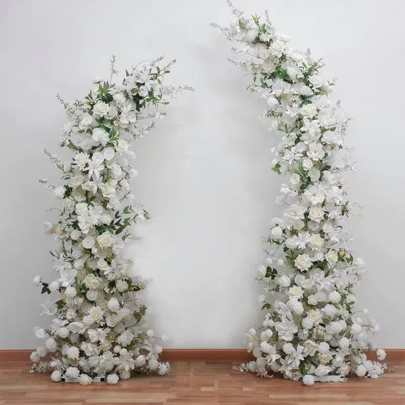 White Peony Crescent Arch – Moon Gate Wedding Arch