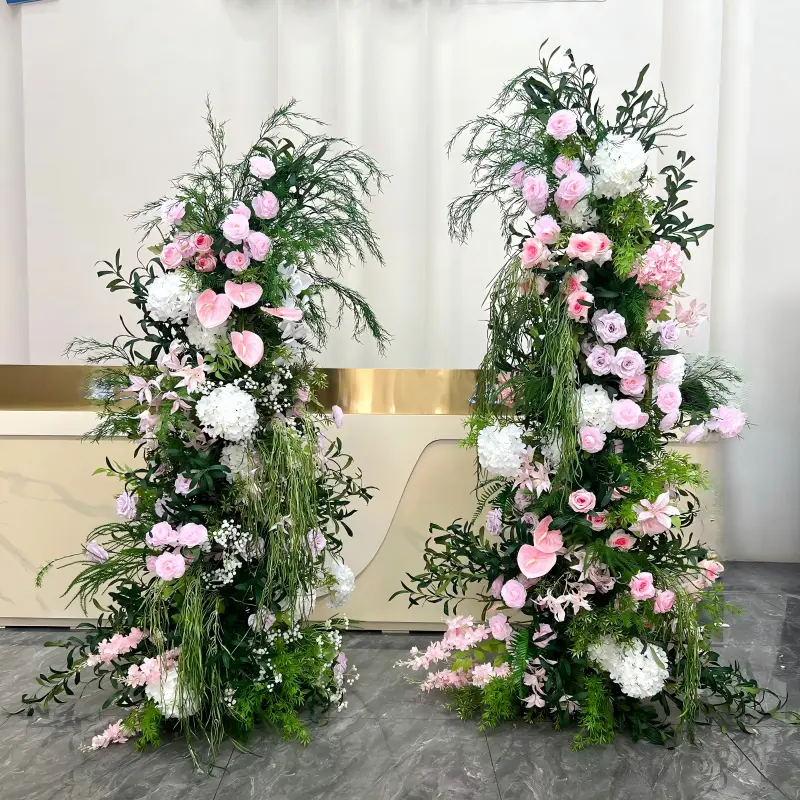 Pink Anthurium Crescent Arch – Moon Gate Flower Arch