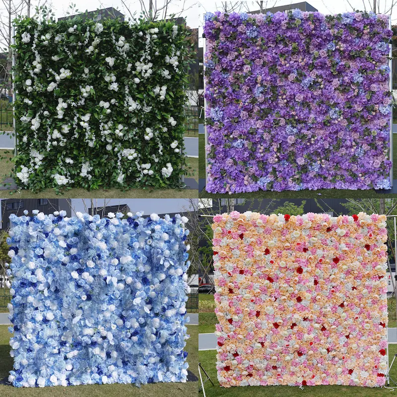 White Silk Artificial Flower Wall – 8x8ft Roll Up Backdrop