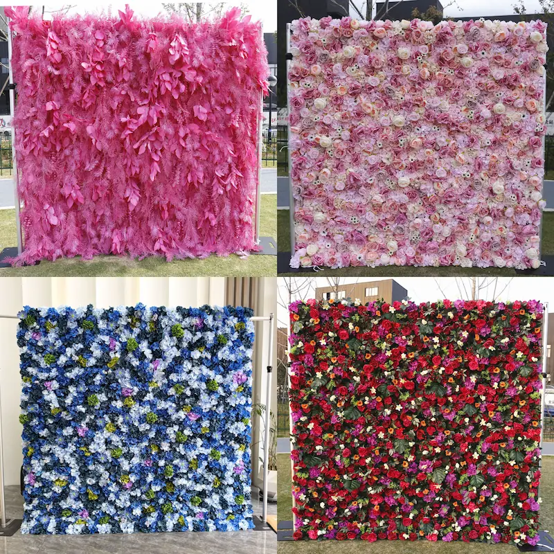 White Silk Artificial Flower Wall – 8x8ft Roll Up Backdrop