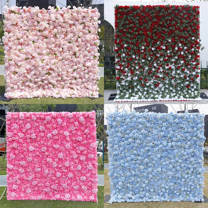 White Silk Artificial Flower Wall – 8x8ft Roll Up Backdrop