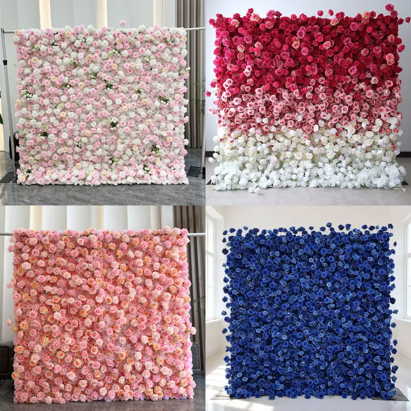 White Silk Artificial Flower Wall – 8x8ft Roll Up Backdrop