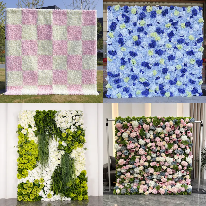 White Silk Artificial Flower Wall – 8x8ft Roll Up Backdrop