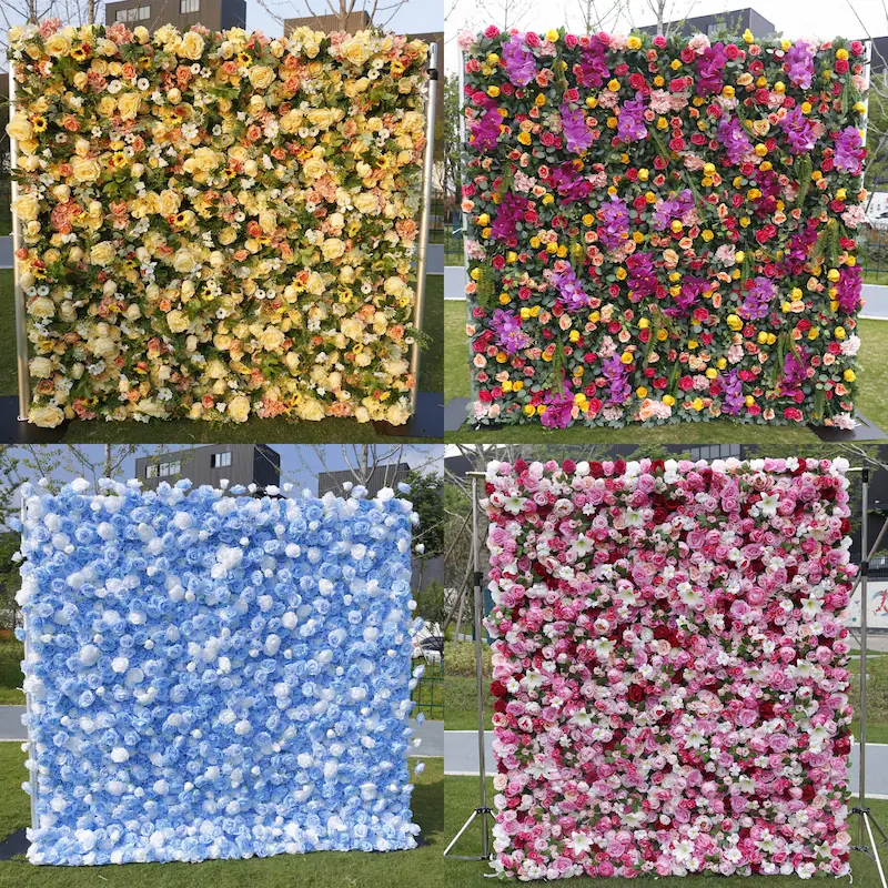 White Silk Artificial Flower Wall – 8x8ft Roll Up Backdrop