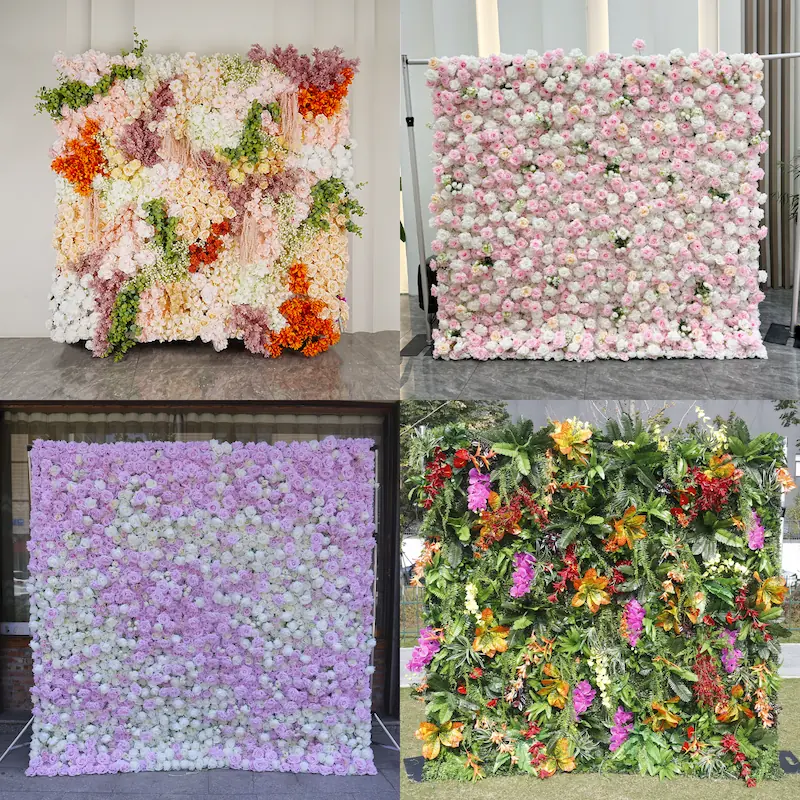 White Silk Artificial Flower Wall – 8x8ft Roll Up Backdrop