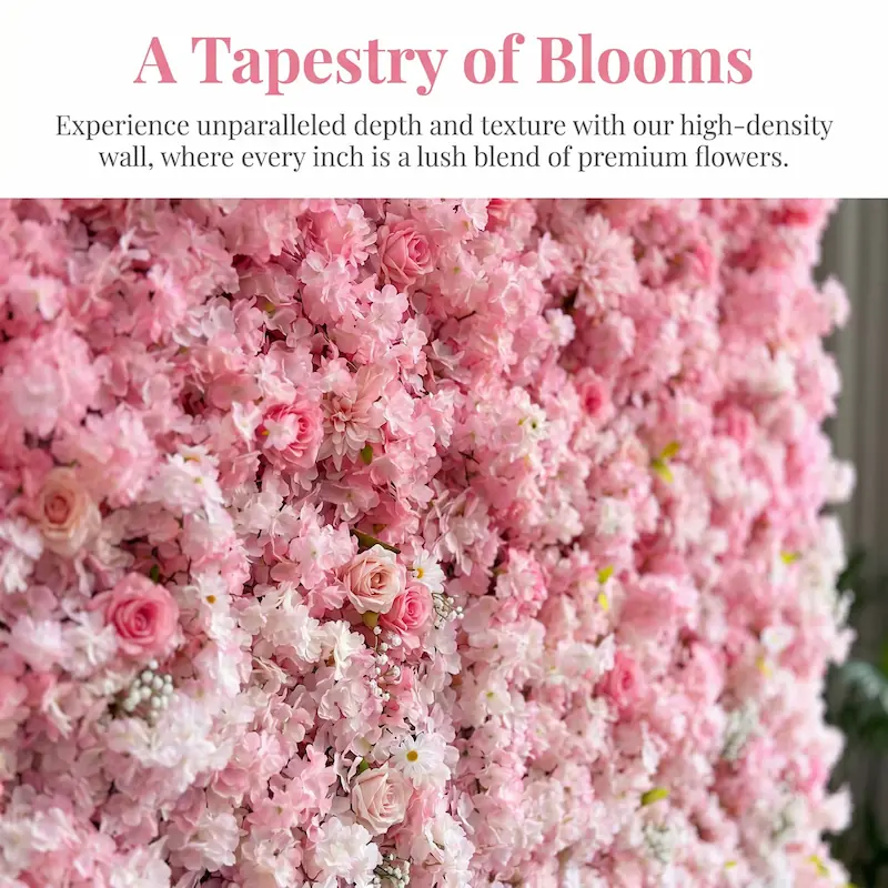 8x8ft Artificial Flower Wall Backdrop – Wholesale Roll Up Wedding Background