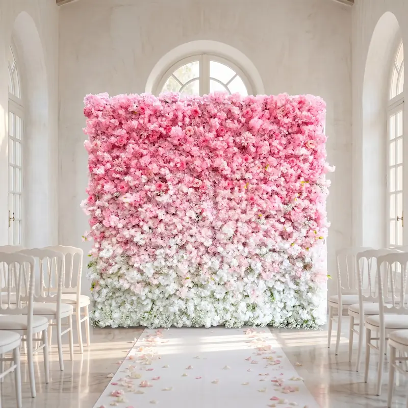 8x8ft Artificial Flower Wall Backdrop – Wholesale Roll Up Wedding Background