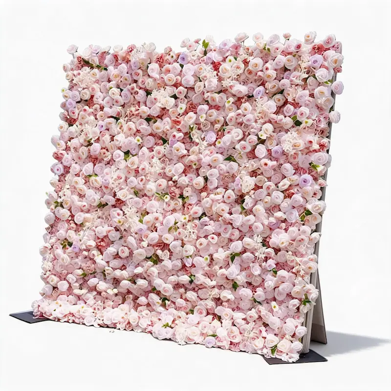 Pink Artificial Flower Wall – 8x8ft Wedding Backdrop