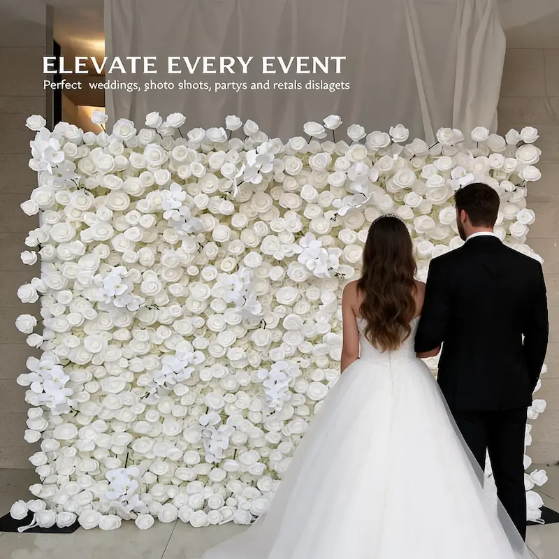 Wedding Flower Wall Backdrop – Artificial Silk Flower Wall Decor