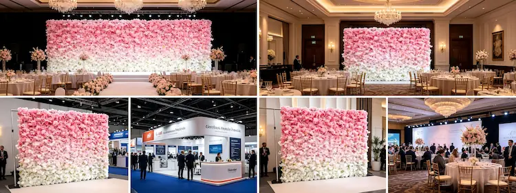 international event cases using XIBO roll up flower walls