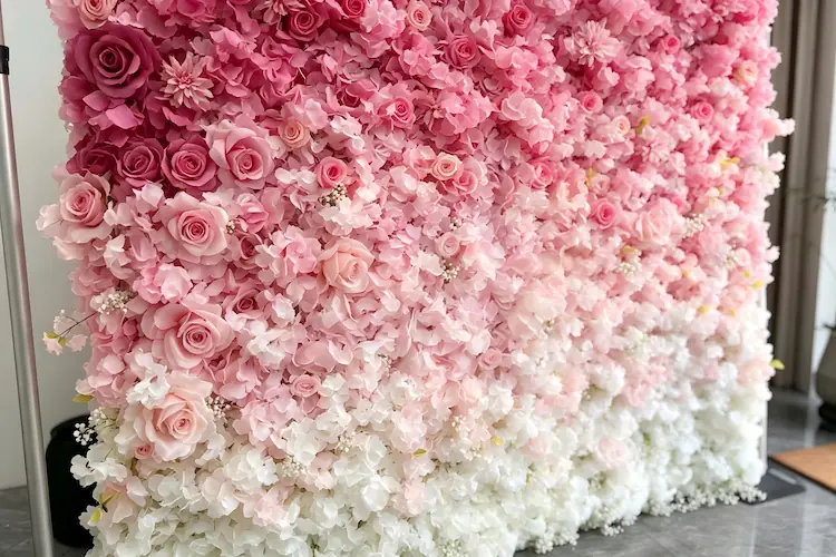 artificial flower wall backdrop close up texture silk flowers