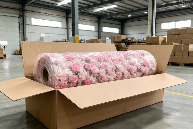 8x8ft roll up flower wall packaging in carton for shipping