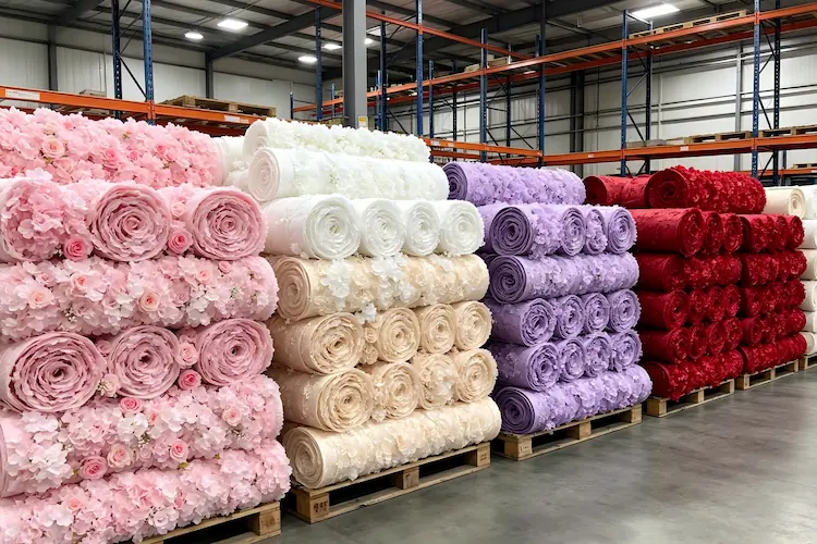wholesale roll up flower wall backdrop bulk storage inventory