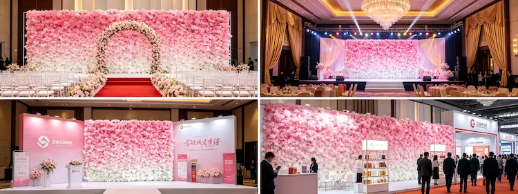 8x8ft flower wall backdrop multiple scenes wedding hotel corporate exhibition