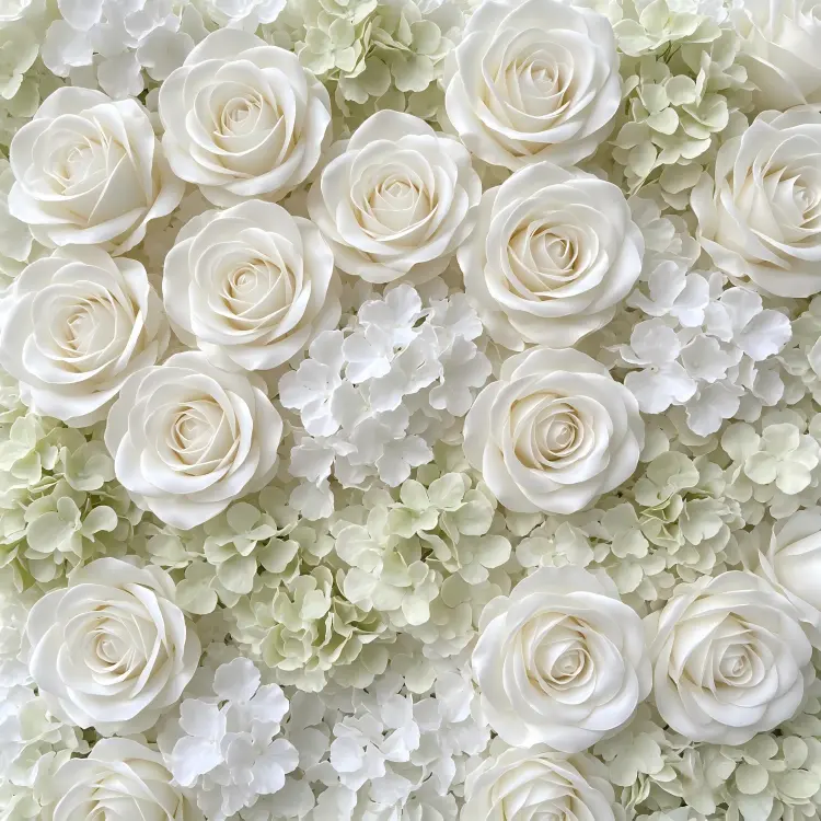 white rose hydrangea flower wall close up 3D texture detail