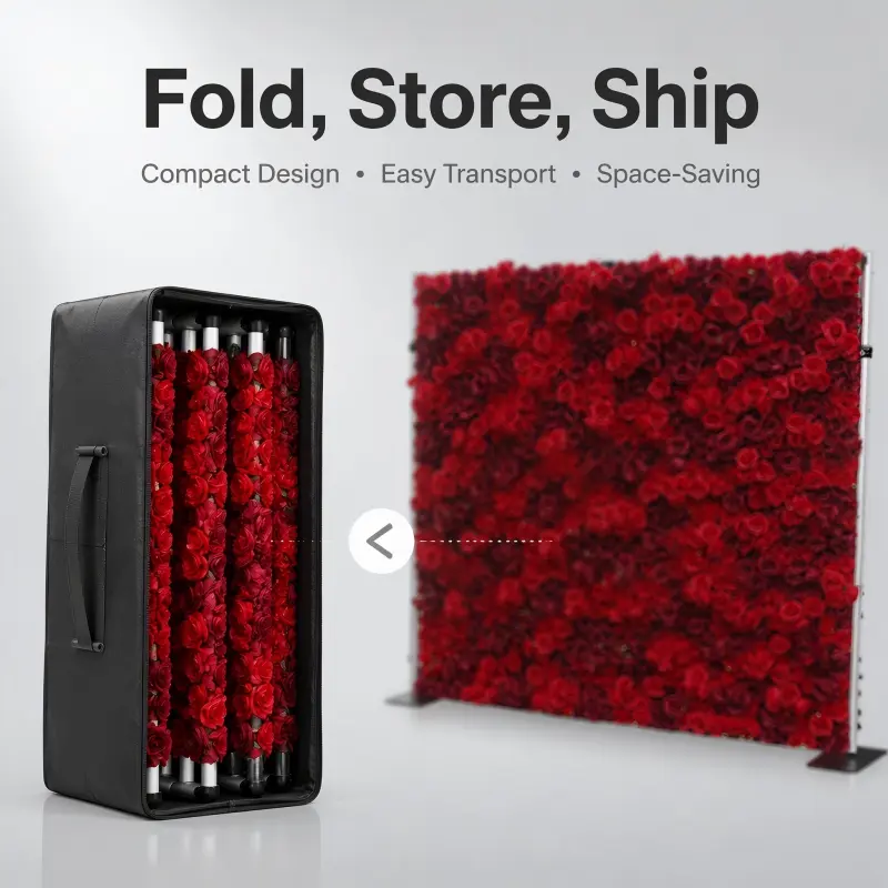 Dense Red Rose Flower Wall – Handmade Wedding Backdrop Wall