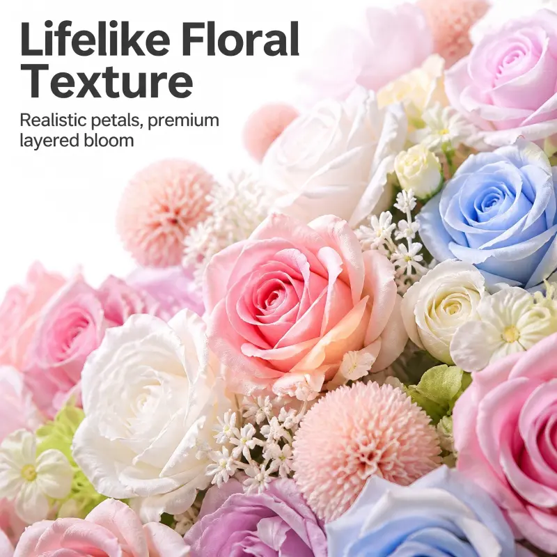 Colorful Mixed Flower Wall – Handmade Multicolor Event Backdrop