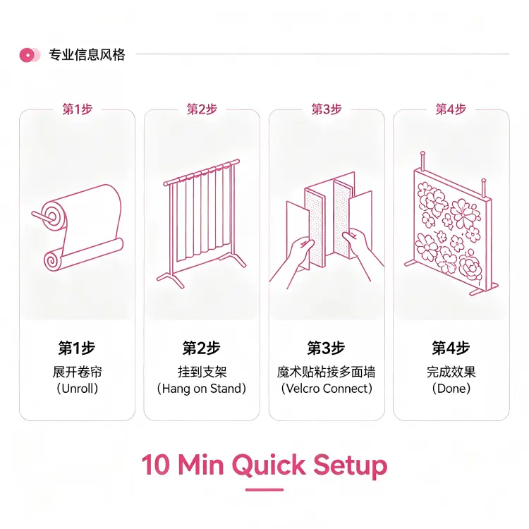 flower wall 4 step installation guide quick setup