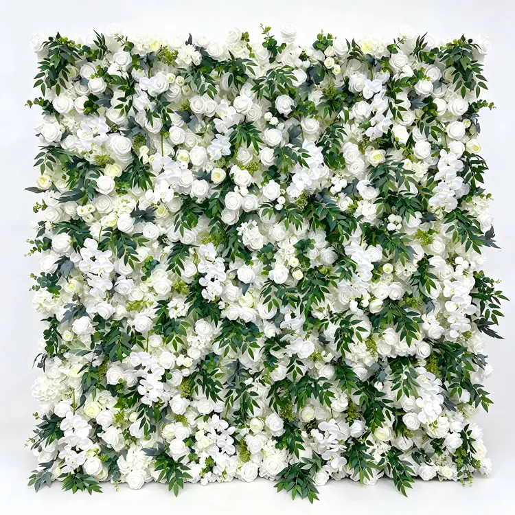 white green flower wall panel front view full display
