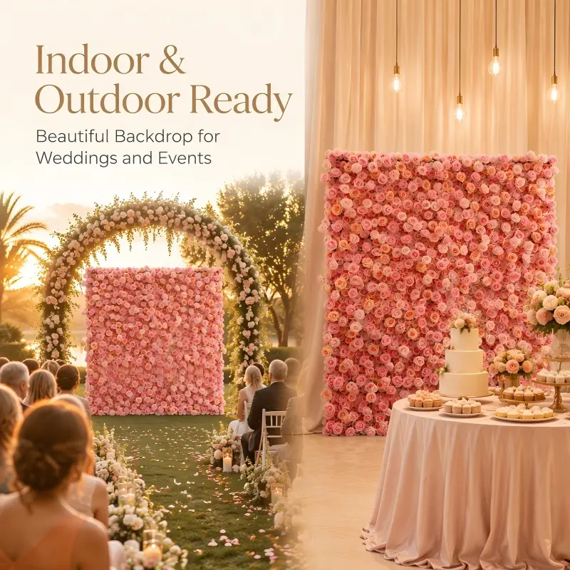 Pink Mixed Rose Flower Wall Panel – Wedding Party Decoration Wall