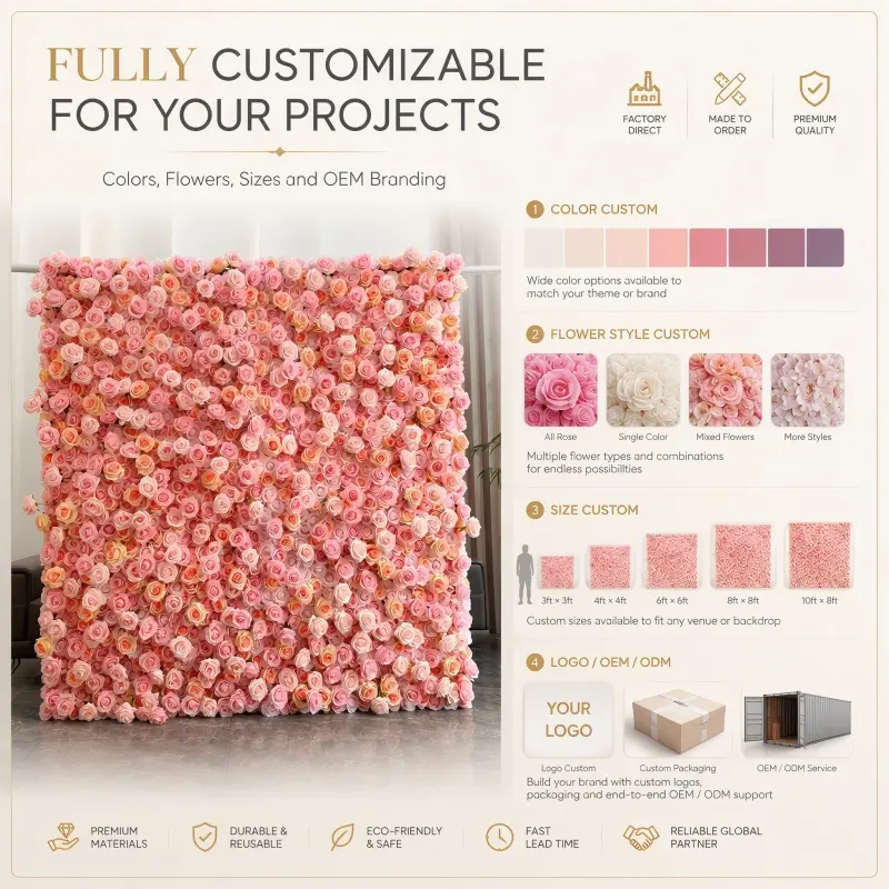 Pink Mixed Rose Flower Wall Panel – Wedding Party Decoration Wall