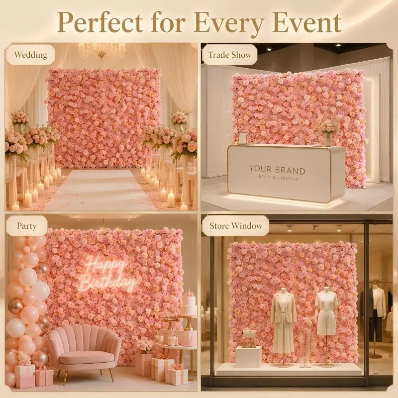 Pink Mixed Rose Flower Wall Panel – Wedding Party Decoration Wall