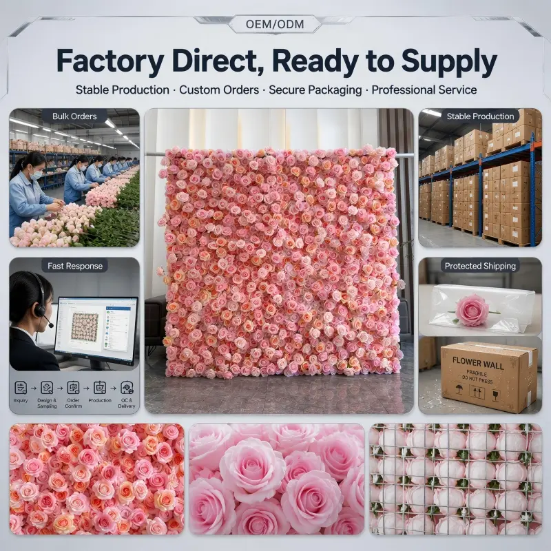 Pink Mixed Rose Flower Wall Panel – Wedding Party Decoration Wall