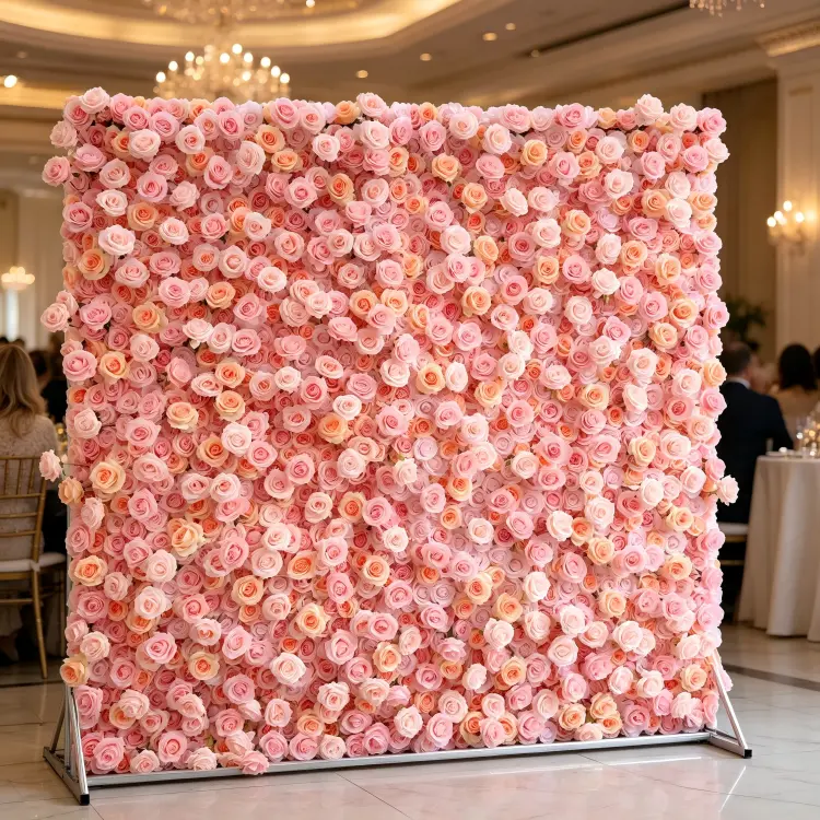 pink mixed rose flower wall wedding party decoration backdrop