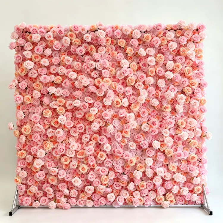 pink mixed rose flower wall front view full display