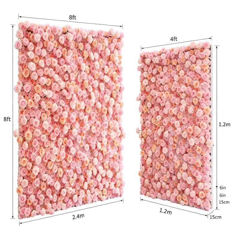 8x8ft pink flower wall dimensions size chart 2.4m