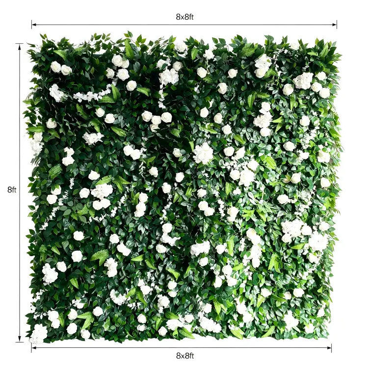 8x8ft greenery flower wall dimensions size chart 2.4m