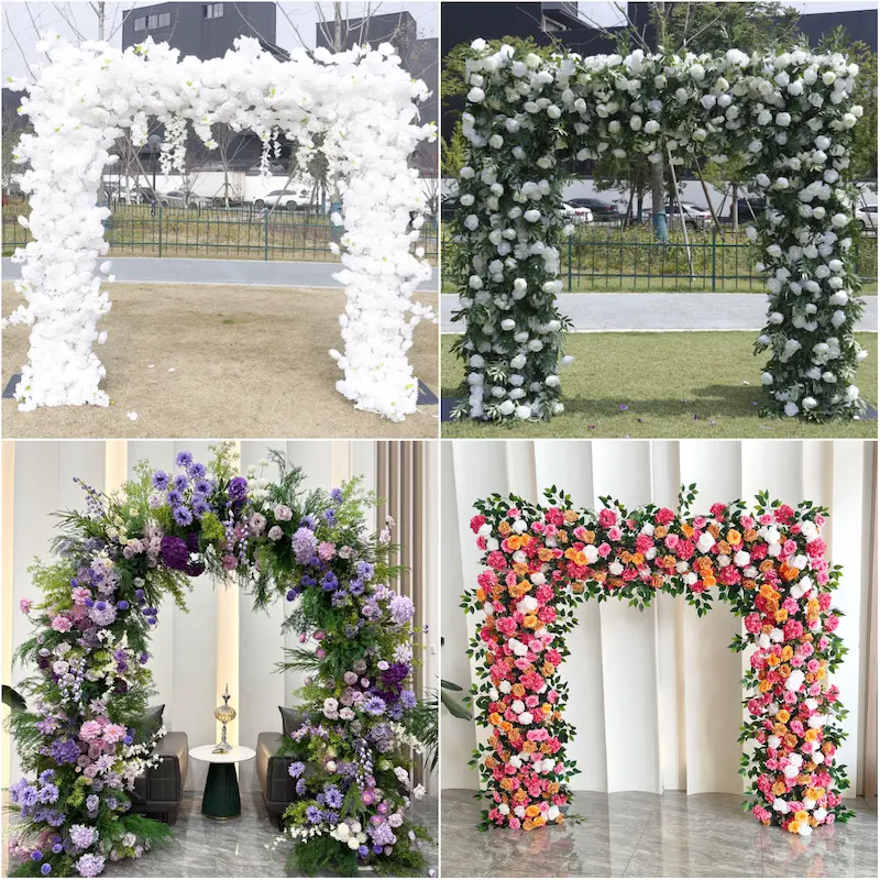 Pink Rose Flower Arch – Premium Gradient Floral Arch with Metal Stand for Wedding Ceremony