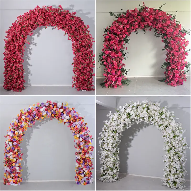 Pink Rose Flower Arch – Premium Gradient Floral Arch with Metal Stand for Wedding Ceremony