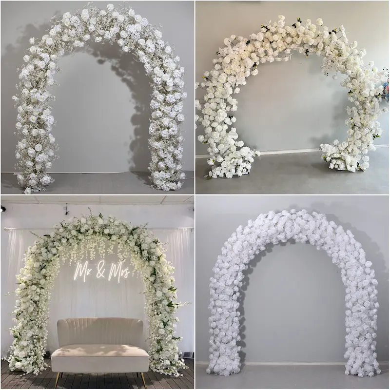 Pink Rose Flower Arch – Premium Gradient Floral Arch with Metal Stand for Wedding Ceremony