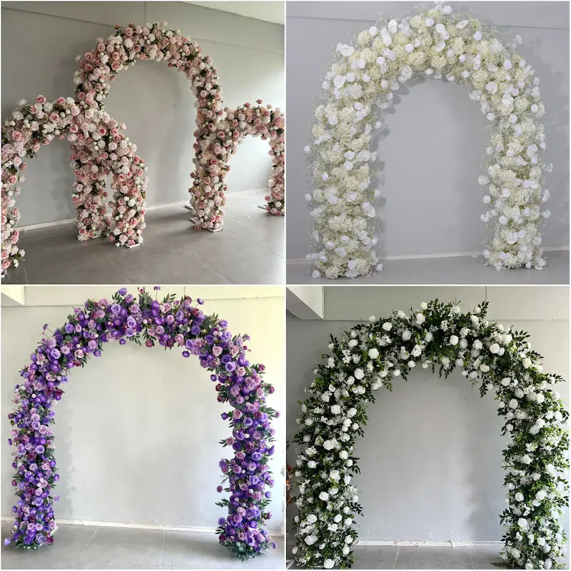Pink Rose Flower Arch – Premium Gradient Floral Arch with Metal Stand for Wedding Ceremony