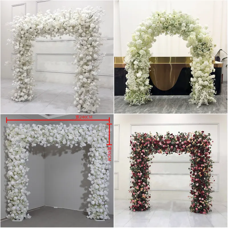 Pink Rose Flower Arch – Premium Gradient Floral Arch with Metal Stand for Wedding Ceremony