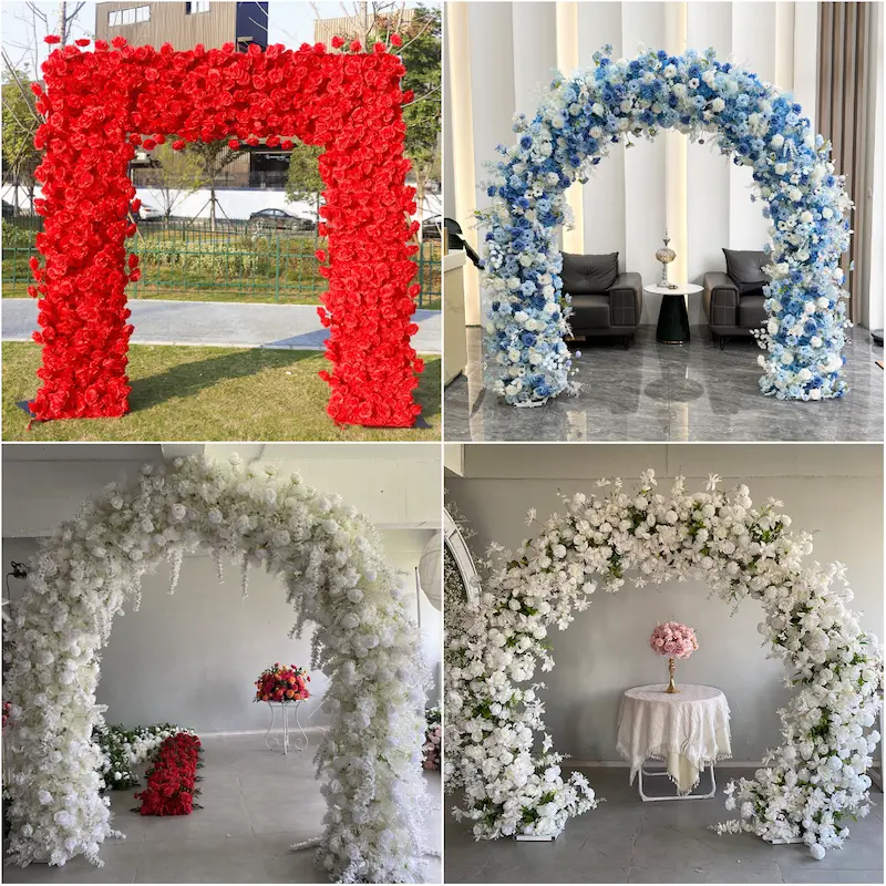 Pink Rose Flower Arch – Premium Gradient Floral Arch with Metal Stand for Wedding Ceremony
