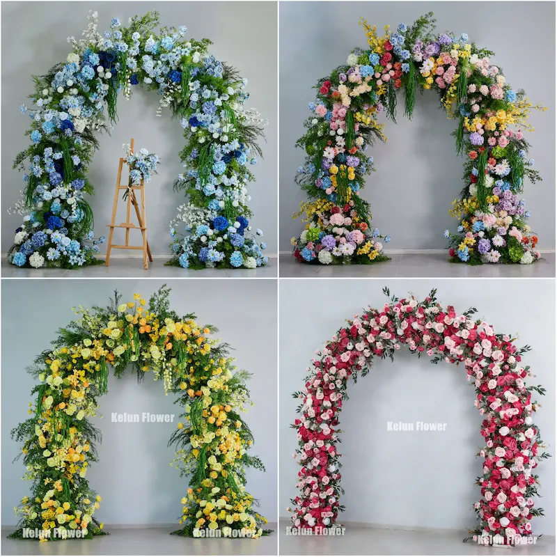Pink Rose Flower Arch – Premium Gradient Floral Arch with Metal Stand for Wedding Ceremony